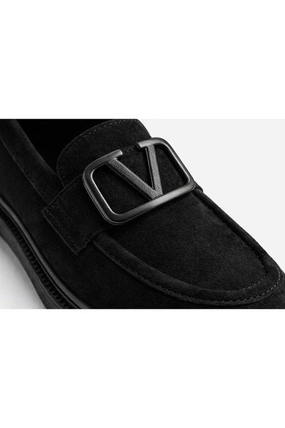 Noliva Women's Black Suede Buckle Loafer Daily Comfortable Sole Moccasin Shoes