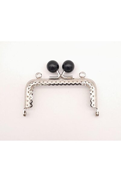 angel çanta aksesuar 8,5 εκ. Μαύρο κλιπ για τσάντα με ασημί μεταλλικό στοιχείο