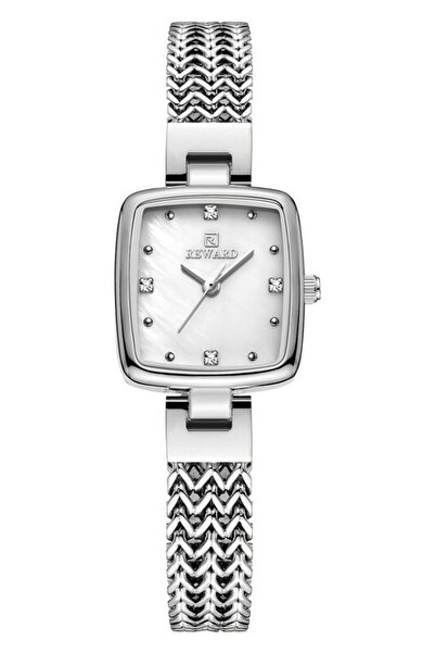 Reward RWA146251 ساعة يد نسائية مربعة الشكل من الفولاذ المقاوم للصدأ ذات لون فضي