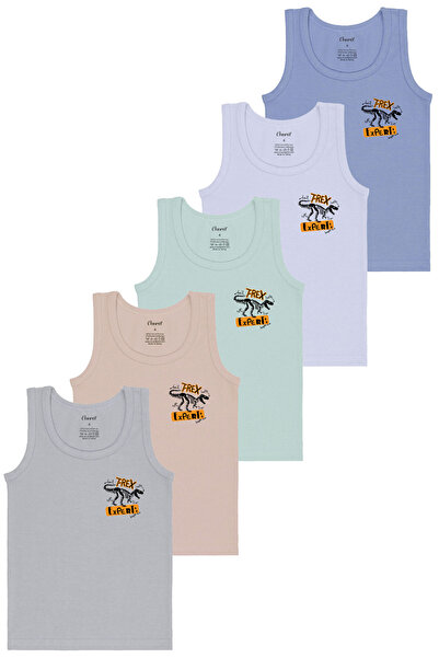 Onurel Πακέτο 5 αγοριών Μικτό χρώμα Dinosaur Printed Lycra Tank Top