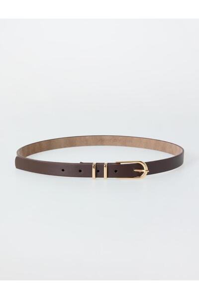 Jimmy Key Καφέ δερμάτινη λεπτή ζώνη