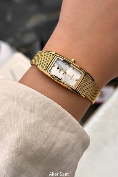 Fiesta ساعة يد نسائية F25027L بحزام معدني منسوج