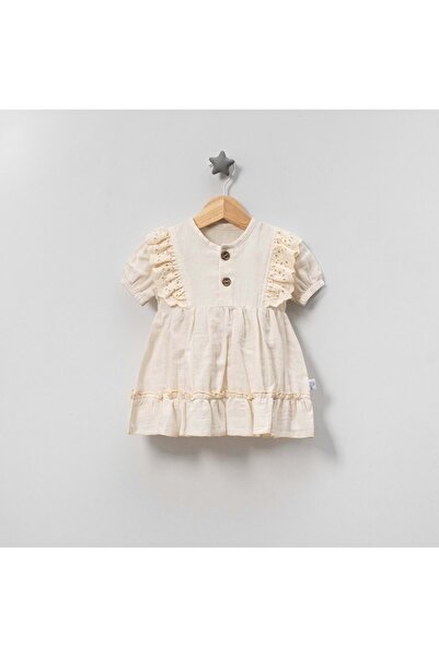 Jolly Joy Fistolu Girls' Muslin Dress Beige