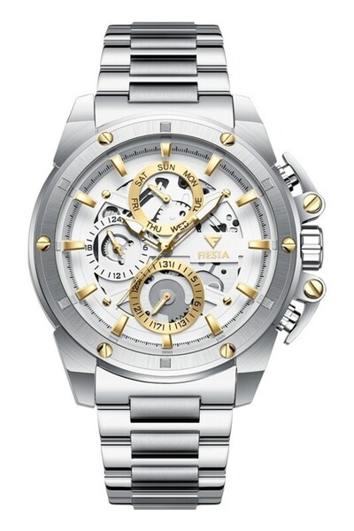 Fiesta ساعة يد رجالية F24083M بسوار معدني