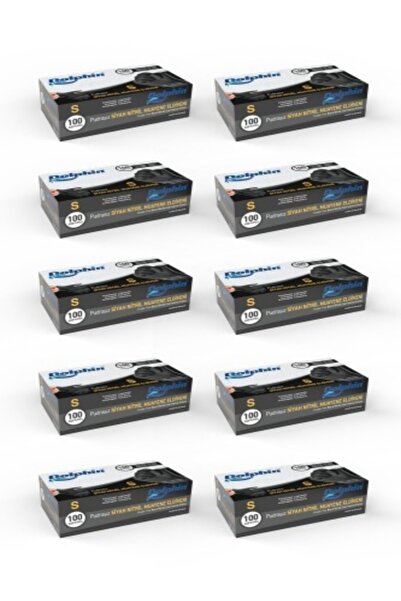 Dolphin Siyah Çok Amaçlı Nitril Eldiven Pudrasız (s) 100lü Paket 10 Adet