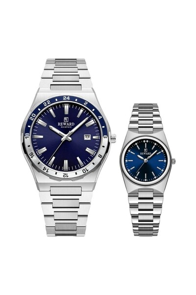Reward Marka Metal Kordonlu Çift Saati