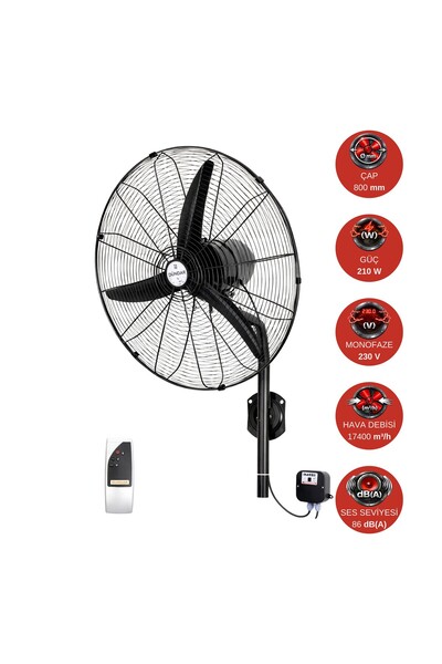 Dündar SV 75 (30") 75 cm 210W 17400m3/h 230V Monofaze Uzaktan Kumandalı Duvar...