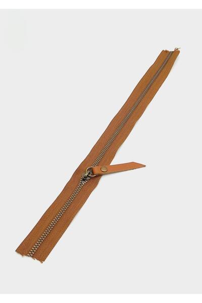 angel çanta aksesuar Tablie din Piele Reală Fermoar Maro 40 Cm Metal Antic