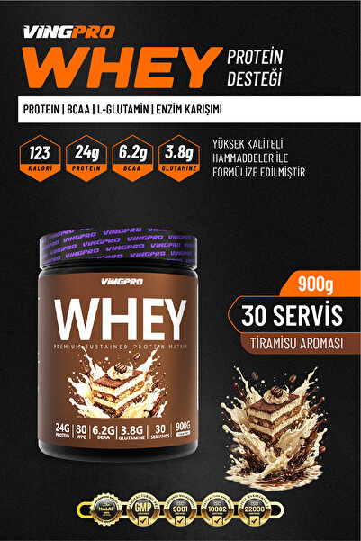 vingpro WHEY PROTEIN PRO WPC80 900GR 30 SERVİS TİRAMİSU AROMALI KAS YAPILANMA...