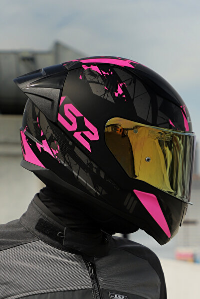 LS2 Rapıd 2 Race Palimnesıs Mat Siyah-Pembe Kask (1 Renkli + 1 Şeffaf Vizörlü)