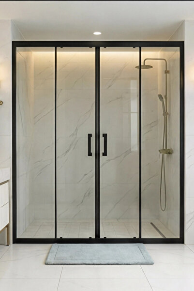 Durul Duşakabin Ön Cephe Siyah 5mm Şeffaf Yükseklik 190 Cm