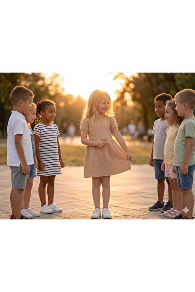 Hilal Akıncı Kids Βασικό φόρεμα από βαμβακερό λινό