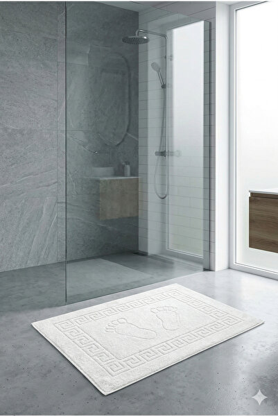 neşe home collection Neşe Home Ayak İzli Beyaz Banyo Paspası 50x70 – %100 Pam...