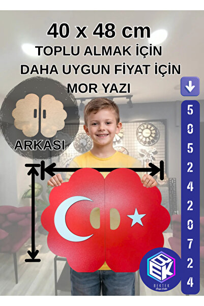 BekTek 23 NİSAN Gösteri Plakası Ahşap Türk Bayrağı Figürü 40X48