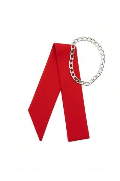 maia قلادة من القماش الأحمر - إكسسوار للرقبة مع سلسلة فضية اللون