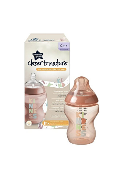 tommee tippee Μπιμπερό Πιο Κοντά στη Φύση, Φιλικό, Ροζ, 260 ml, +0 μηνών