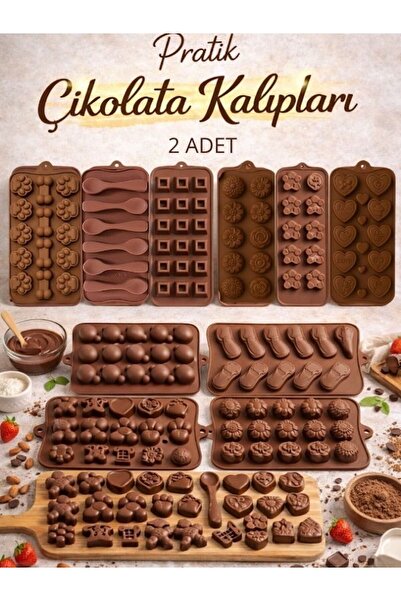 HİROS'H 2 Adet Silikon Çikolata ve Dondurma Kalıbı