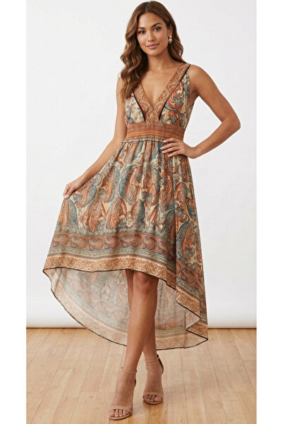 FRESCO SCARFS Women's Asymmetrical Detailed Single Jersey Dress with Straps a...