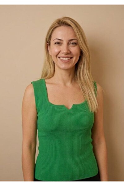 URUMDAY Mercerized Square Collar Ribbed Slit Tank Top Blouse