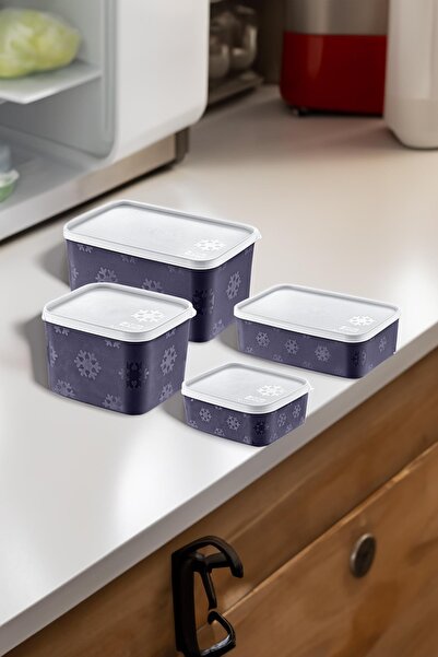 Smartware Set of 4 No Frost Storage Container Navy Blue (All Sizes)