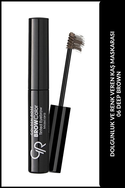 Golden Rose Brow Color Tinted Eyebrow Mascara No: 06 Deep Brown - Fiber İçeri...