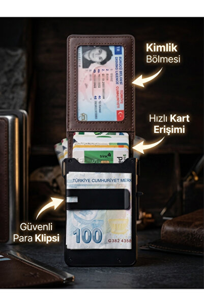 REVEA 13 kart kapasiteli benzersiz tasarım ve kart mekanizmalı premium %100 d...