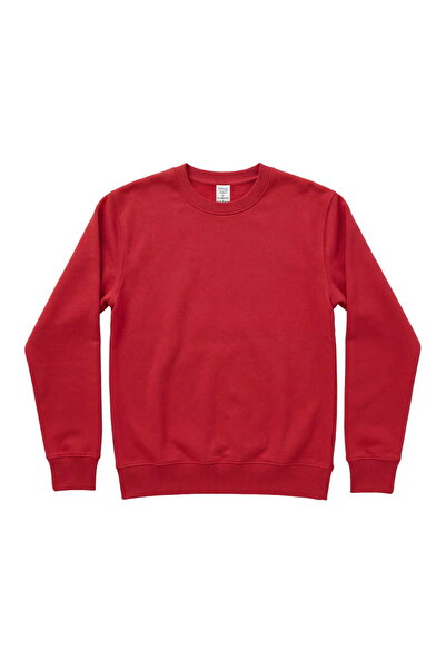 RELAXIA Men's Red Crew Neck Basic Sweatshirt Long Sleeve Ribbed Regular Fit C...