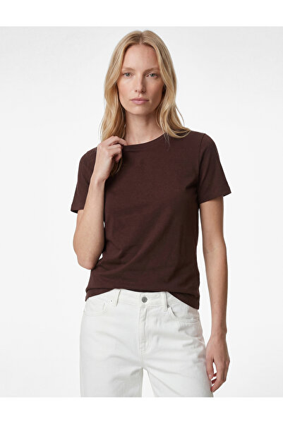 Koton Tricou de bază din bumbac, cu mânecă scurtă, cu decolteu, cu croială no...