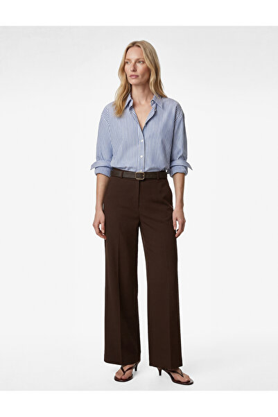 Koton Ίσιο υφασμάτινο παντελόνι με φαρδιά μπατζάκια, τσέπες και ζώνη