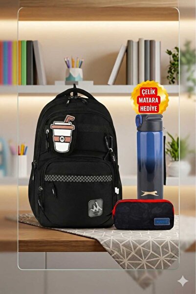 MASTER PACK حقيبة مدرسية مع حجرة للأجهزة اللوحية، حقيبة أقلام بقسمين، هدية زج...