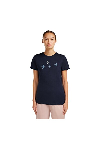 Icebreaker Women's 150 Tech Lite Bird Transit T-Shirt Navy Blue