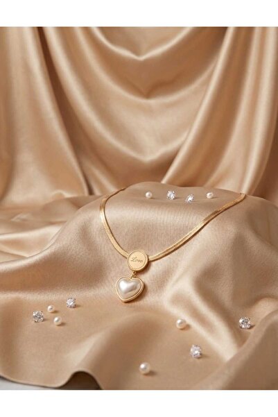 Evaa Jewelry Accessories قلادة من اللؤلؤ على شكل قلب من الفولاذ من بيرنتشيس