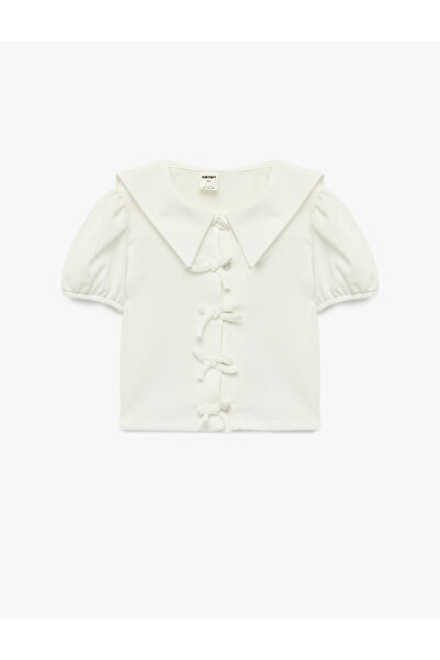 Koton Bluză cu guler pentru bebeluși, cu mâneci tip balon și fundă