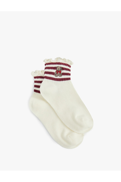 Koton Набрани раирани чорапи с бродирано мече и детайли