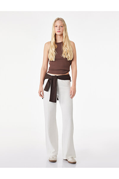 Koton Pantaloni cu talie înaltă, croială confortabilă, cu picior larg și tali...