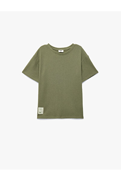 Koton Tricou cu mânecă scurtă, cu decolteu rotund și detaliu cu etichetă