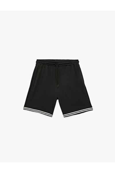 Koton Stripe Detailed Pocketed Comfortable Fit Waist Tie-Up Sports Shorts