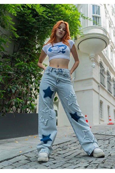 yesmoda جينز فضفاض بتفاصيل غسيل مميزة