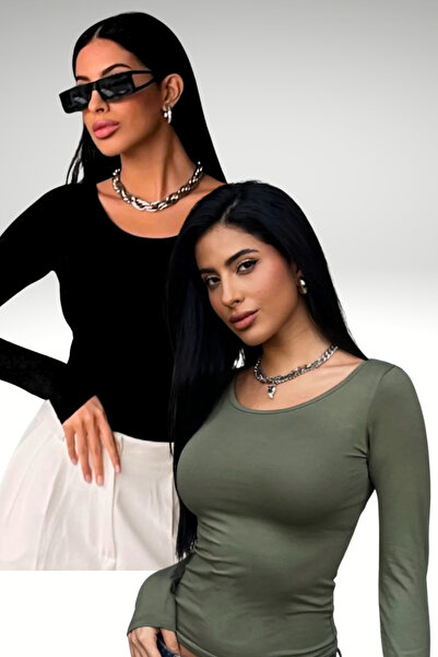 Bipantolon Women's Black Khaki Princess Collar