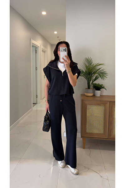 BİRCANÇİL Set pantaloni și vestă neagră Denisa