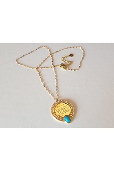 Anatolia Ayetel Kürsi Prayer Turquoise Stone Steel Necklace