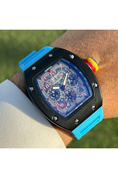 FANDER BLUE Fashionable Silver Watch with Engraved Blue Dial