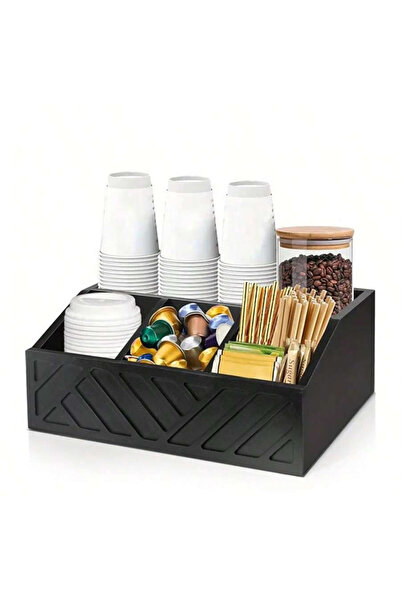 Snooe منظم محطة القهوة الخشبي للطاولة، لا يحتاج للتركيب، منظم بار القهوة الخش...