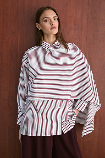 Melike Tatar Πουκάμισο ποπλίνα με λεπτομέρεια σάλιου 32-2756