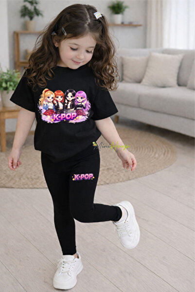 MiniHouse K-Pop Girls Printed Bottom Top Set T-Shirt Tights