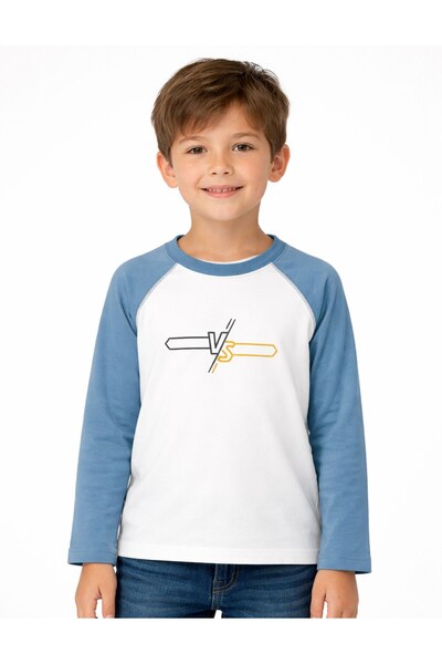 OrganicKid Mix Çocuk Reglan Uzun Kollu Koyu Mavi T-shirt