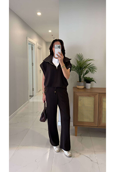 BİRCANÇİL طقم بنطلون وسترة بنية من دينيسا