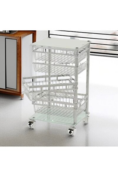 cc bin shihon عربة اكسسوارات للتخزين متنقلة بثلاثة أدراج شبكية حل التنظيم الس...