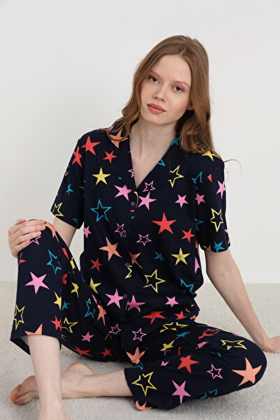 ELİTOL Βαμβακερό γυναικείο σετ πιτζάμες με κουμπιά