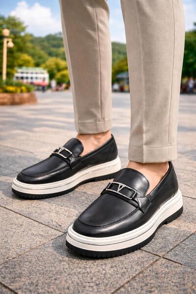 PATRICK CASSA Men's Black Classic Leather Shoes Comfortable Lightweight Offic...